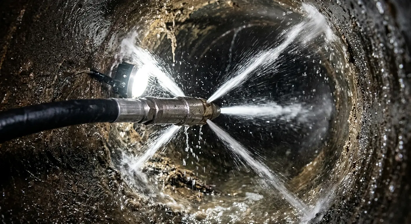 High-pressure hydro jetting nozzle cleaning sewer pipe for Storm Drain Cleaning in Pahrump